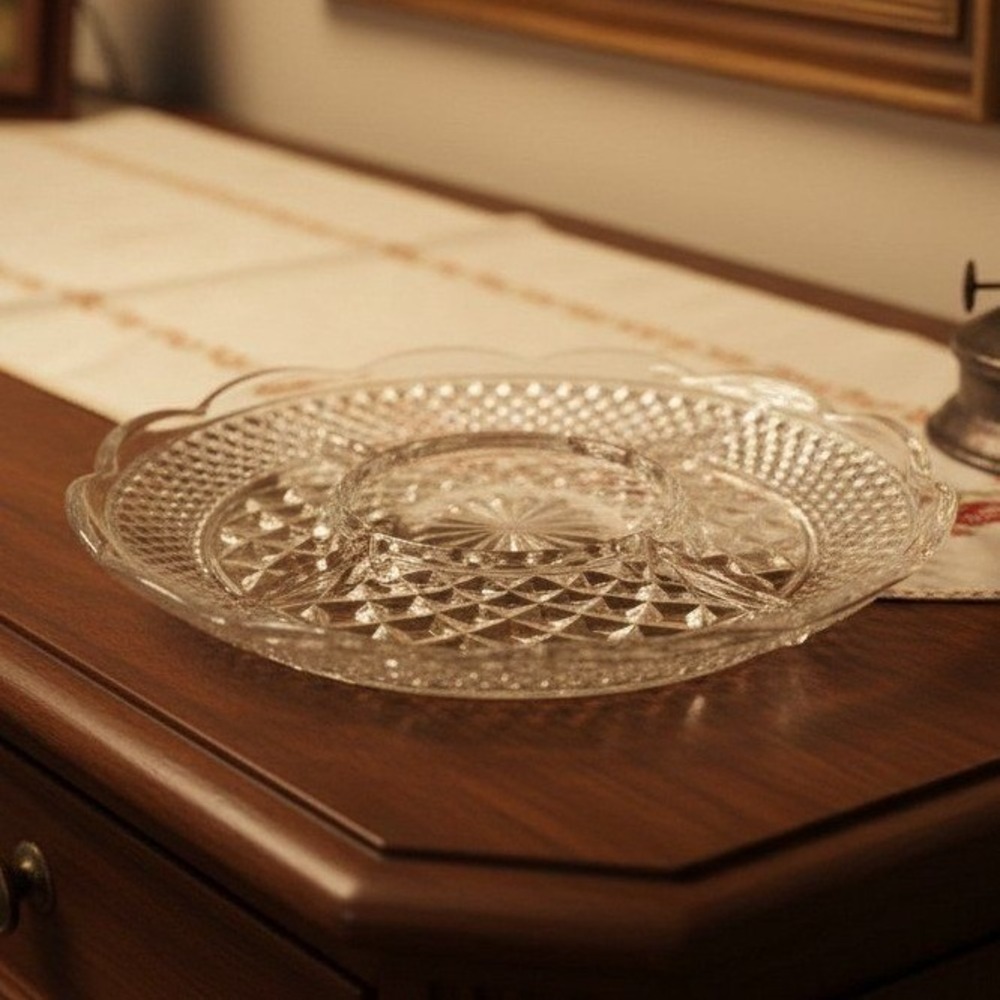 Anchor Hocking Wexford Glass Chip Dip, Veggie Divided Dish, 10.5" Glass Platter
